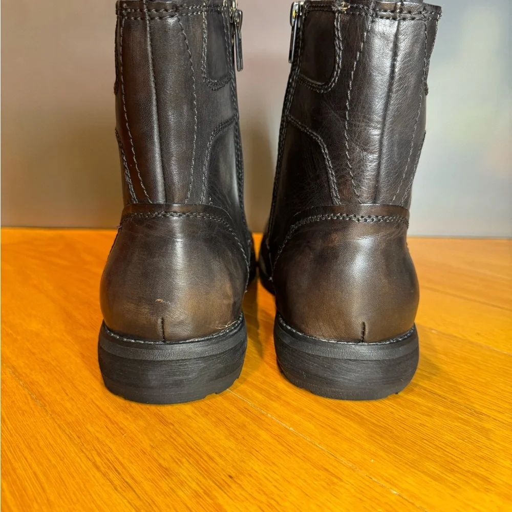 Bed Stu Burst Boots Mens 10 Brown Leather Ankle Zip Square Toe - Picture 4 of 7